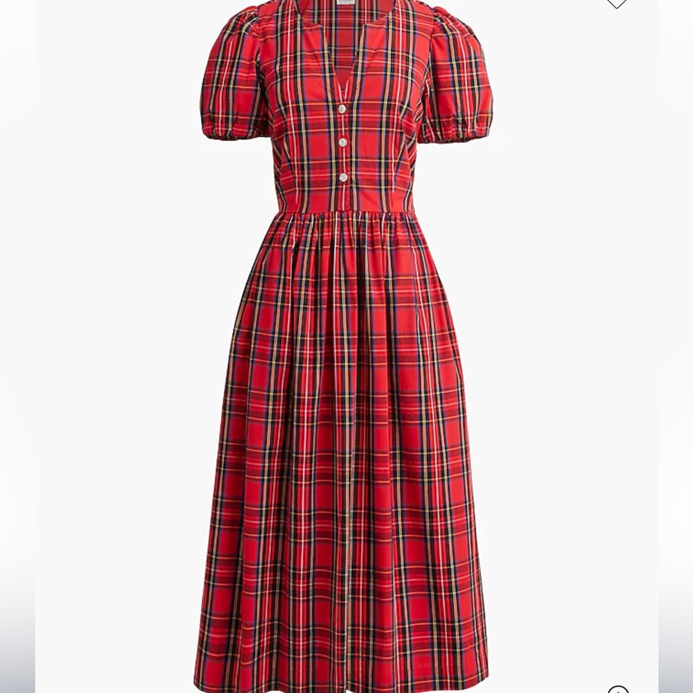 J. Crew Red Plaid Midi Dress